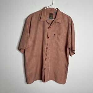 Pineapple Connection Mens Shirt Pink Check Short Sleeve Oversized Medium